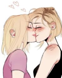 13th_doctor billie_piper blush blush_lines doctor_who jodie_whittaker kissing minar_artwork rose_tyler tagme thirteenth_doctor yuri