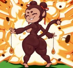 absurd_res anthro ass biped breasts eyelashes female fur haplorhine hi_res mammal monkey monkey_girl nebssik nude original_character primate smile solo thick_thighs