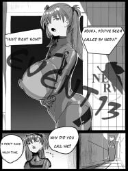 2d animated asuka_langley_sohryu big_ass big_breasts english_text event13 gif latex_suit neon_genesis_evangelion