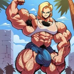 1futa ai_generated ambiguous_gender ambush_(trap) androgynous android_18 android_35 balls_in_panties balls_under_clothes chest_hair chest_tuft dragon_ball dragon_ball_super dragon_ball_z extreme_muscles fusion futanari gender_bender genderswap_(ftm) hairy_armpits hairy_arms hairy_chest hairy_male highres huge_biceps huge_cock huge_pecs hyper_balls hyper_muscles hyper_penis large_pectorals manly masculine_female masculine_male muscular muscular_arms muscular_futanari muscular_legs muscular_male nipples nipples_visible_through_clothing pecs pectoral_cleavage pectorals penis_under_clothes rule_63 smile smiling smiling_at_viewer tagme