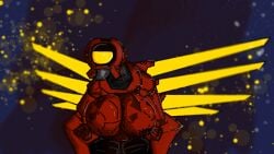 1girls 1robot 1robot_girl big_ass big_breasts big_thighs fanart hands_under_breasts metallic_body red_armor red_body robot_girl ultrakill v2_(ultrakill) villainess wings yellow_eye yellow_wings