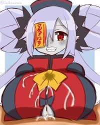 big_breasts breasts clothed_female_nude_male clothed_paizuri cum death_princess_(disgaea) disgaea disgaea_7 gigantic_breasts huge_breasts jiangshi large_breasts nippon_ichi_software paizuri paizuri_under_clothes short_stack shortstack suiko_asrain underboob