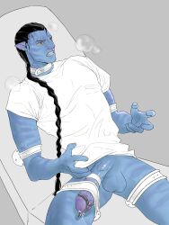 alien alien_only avatar avatar:_the_way_of_water big_penis blue_skin erect_penis jake_sully male_only muscular_male muscular_male_only na'vi only_male penis precum precum_drip precum_on_penis semi_nude tied_up useful4max