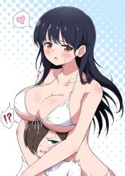 !? 1girls absurd_res absurdres areola_bulge bare_arms bare_belly bare_chest bare_hands bare_hips bare_midriff bare_navel bare_shoulders bare_skin bare_torso bikini bikini_bottom bikini_only bikini_top black_hair black_hair_female blue_background blush blush_lines blushing_female boku_no_kokoro_no_yabai_yatsu breasts brown_eyes brown_eyes_female cleavage collarbone covered_areola covered_areolae covered_breasts covered_nipples dot_nose eggman_(pixiv28975023) elbows embarrassed embarrassed_female female female_focus half_naked heart high_resolution high_school_student highres ichikawa_kyoutarou large_breasts light-skinned_female light_skin long_hair looking_at_viewer mole mole_on_neck nipple_bulge open_mouth parted_lips school_girl shoulders sideboob simple_background slender_body slender_waist slim_girl slim_waist standing string_bikini sweat sweatdrop swimsuit swimwear teen_girl teenage_girl teenager thin_waist tongue upper_body white_background white_bikini white_bikini_bottom white_bikini_only white_bikini_top white_string_bikini white_swimsuit white_swimwear yamada_anna