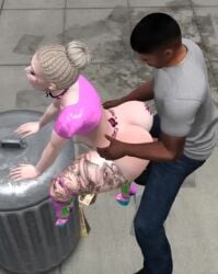 2boys 3d alley alleyway anal anal_insertion anal_sex animated ass bent_over big_ass big_butt bimbo butt_crack crossdressing dark-skinned_male dark_skin dominant_male femboy from_behind from_behind_position ghetto high_heels huge_ass humiliation interracial interracial_sex lucyluvbunz male male_on_femboy mp4 no_sound prostitution queen_of_spades raceplay second_life sex_toy sissification sissy sissyfication slave standing standing_on_one_leg standing_sex stockings submissive submissive_male trash_can twink vibrating_buttplug vibrator video yaoi