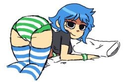 1girls ass_focus diaper diaper_fetish liliapip looking_at_viewer looking_back ramona_flowers scott_pilgrim