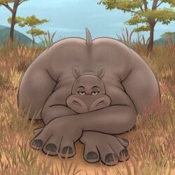 1:1 2024 anthro ass ass_up common_hippopotamus dreamworks eyelashes female gloria_the_hippopotamus head_down head_down_ass_up heathermactavish hi_res hippopotamid looking_at_viewer lying madagascar_(series) madagascar_3_europe's_most_wanted madagascar_escape_2_africa mammal nude_anthro on_front overweight overweight_anthro overweight_female paramount_pictures savanna solo tail thick_thighs universal_studios