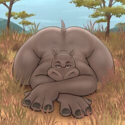 1:1 2024 anthro ass ass_up common_hippopotamus dreamworks eyelashes female gloria_the_hippopotamus head_down head_down_ass_up heathermactavish hi_res hippopotamid looking_at_viewer lying madagascar_(film) madagascar_(series) madagascar_3_europe&#039;s_most_wanted madagascar_escape_2_africa mammal nude_anthro on_front overweight overweight_anthro overweight_female paramount_pictures savanna solo tail thick_thighs universal_studios