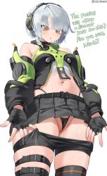 1girls anby_demara female female_only hoyoverse jtveemo light-skinned_female light_skin mihoyo panties partially_visible_vulva revealing_clothes skimpy skimpy_clothes skirt slutty_clothing slutty_outfit solo thick thick_thighs thighs thong_straps zenless_zone_zero