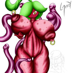 2018 anthro bombegranate_(pvz) breasts digital_media_(artwork) female hi_res nipples parody penis_tentacles plantie plants_vs_zombies smile tentacle video_games