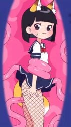 1girls 9:16 animated annue black_eyes black_hair cum female fishnets fox_ears fox_tail locker mimic mp4 school_uniform shorter_than_30_seconds skirt skirt_lift sound tagme tentacle tentacle_locker tentacle_sex vertical_video video