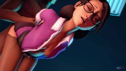 3d animated blender bouncing_breasts breasts cleavage female from_behind isj819 male miss_pauling no_sound sex team_fortress_2 video