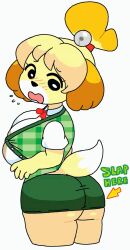 1girls 2024 animal_crossing animal_crossing_new_horizons animal_crossing_new_leaf ass big_areola big_ass big_breasts big_butt big_nipples big_thighs bottomless bottomless_skirt breasts butt_crack dark_nipples dat_ass dream-cassette edit female hoshime huge_areola huge_breasts huge_nipples isabelle_(animal_crossing) mouth nintendo nipples_visible_through_clothing open_mouth pony_tail ponytail see-through see-through_clothing shiny_ass shiny_breasts shiny_butt shiny_hair shiny_skin shocked shocked_expression solo solo_female surprised surprised_expression tail text text_bubble thighs tight_clothes tight_clothing upskirt white_background yellow_fur