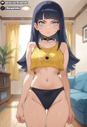 ai_generated black_hair blue_eyes boruto:_naruto_next_generations boruto:_two_blue_vortex long_hair narugirlshot naruto naruto_(series) panties perfect_body small_breasts uzumaki_himawari