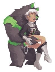 anthro anthro_on_human anthro_on_male black_fur blush canine clothed clothing cum danny_fenton danny_phantom erection fur gay ghost green_fur hair human human_on_anthro knot male male_on_anthro male_only mammal naughtypelli open_mouth partially_clothed penis sex spirit torn_clothing transparent_background white_hair wulf_(danny_phantom) yaoi