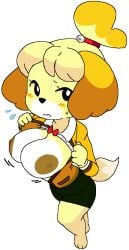 1girls 2022 2d animal_crossing anthro big_areola big_breasts big_nipples breasts breasts_out brown_nipples busty canine clothing dark_nipples domestic_dog dream-cassette female female_only flashing flashing_breasts hoshime huge_areolae huge_breasts huge_nipples isabelle_(animal_crossing) large_breasts looking_at_viewer mob_face nintendo nipples office_lady shortstack skirt solo tagme transparent_background