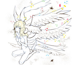 1futa 1girls 2010s androgynous angel angel_wings blonde_hair blue_eyes breasts devilman devilman_crybaby dickgirl eyebrows feathered_wings feathers futanari head_wings humanoid intersex large_breasts large_wings long_hair nude pale-skinned_futanari pale_skin penis ryo_asuka satan_(devilman) simple_background smile solo villainess wings