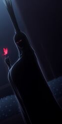 ai_generated breasts breasts_bigger_than_head butterfly female female_focus female_only gigantic_breasts huge_breasts imu large_breasts monika_(pixiv) one_piece red_eyes sfw shadow silhouette solo solo_female solo_focus