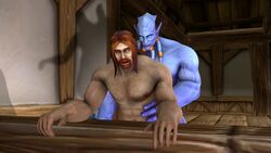 2boys alien beard draenei duo gay human humansub male male_draenei world_of_warcraft yaoi yidra