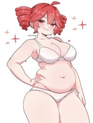 1girls 2d 2d_(artwork) ahoge artist_name artist_signature belly big_belly big_breasts big_thighs blush blush_lines blushing blushing_female bow_bra bow_ribbon bra bra_and_panties breasts chubby chubby_female cleavage confident curvaceous curvy curvy_female curvy_figure cute_face eyelashes fat fat_female fat_fetish fat_thighs fat_woman female female_only hand_on_hip heart heart_symbol hips_wider_than_shoulders huge_belly huge_breasts huge_thighs kasane_teto large_breasts large_thighs looking_at_viewer love_handles obese_female panties plump plump_thighs red_eyes red_hair shiny_skin skindentation skreamyy smile smirk smug smug_face smug_grin solo solo_female sparkles sweat sweatdrop sweating thick_thighs thighs twin_drills underwear utau white_bra white_panties white_underwear wide_hips