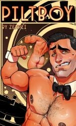 1boy abs amber_eyes arcane arcane_jayce armpit_hair ass back back_muscles back_view bara beard_stubble bicep_curl biceps big_ass big_biceps big_butt black_hair body_hair bowtie bowtie_collar bowtie_only brown_nipples bubble_ass bubble_butt chest_hair facial_hair flexing flexing_biceps gapped_teeth hairy hairy_armpits hairy_ass hairy_chest hairy_male human human_only jayce_talis looking_at_viewer male male_only manly masculine_male mature mature_male muscles muscular muscular_back muscular_male muscular_shoulders naked nipples nude nude_male pecs pectorals pose posing posing_for_the_viewer solo solo_male standing sweat sweatdrop teeth teeth_gap teeth_showing thick_eyebrows toned_back yellow_eyes zenpei