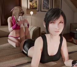 3d 3d_(artwork) 3d_animation 3d_model aerith_gainsborough animated clothed clothed_female clothed_sex evilaudio evilaudio1_(va) feet final_fantasy final_fantasy_vii final_fantasy_vii_remake foot_fetish foot_focus foot_play foot_worship galakziaftrdark sniffing sniffing_feet socks sound tagme tifa_lockhart toes two_females video yuri