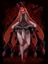 1_toe 2026 4_fingers ass balls big_balls big_hands big_penis black_aura black_background black_clothing black_dress black_penis black_sclera blood blood_puddle bodily_fluids clothed clothing clothing_lift dark_aura dark_body dark_skin digital_drawing_(artwork) digital_media_(artwork) dominant dominant_femboy dominant_male dress dress_lift ears_down english_text evil_look eyelashes eyeshadow fantasy_ears featureless_legs feet femboy fingers flying genitals glistening glistening_genitalia glistening_penis hair half-closed_eyes head_jewelry hi_res horn humanoid humanoid_genitalia humanoid_penis jewelry long_ears long_eyelashes long_hair looking_at_viewer makeup male narrowed_eyes open_mouth pal_(species) palworld penile penis personal_grooming pink_eyes pivoted_ears pocketpair red_aura red_background ripples sharp_horn signature simple_background solo solo_focus spiky_hair splatterina strand styling_hair tasseya text thick_thighs unknown_species url vein veiny_penis watermark