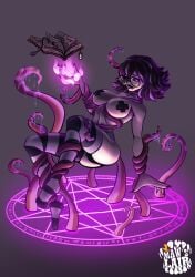 2d_(artwork) big_breasts blair_(mawslair) bondage glasses goth magic maws_lair nerd piercings restrained ritual self_upload tentacle thighhighs witch