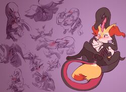 1boy 1girls 2018 anthro anus asphyxiation ass big_ears big_tail black_eyes black_fur blush braixen breath_play canine cellphone clitoris clover~ cunnilingus digital_media_(artwork) drooling duo extreme_french_kiss feet female fingering flat_colors furry grey_skin heart hi_res interspecies licking long_toes long_tongue monochrome multiple_scenes nintendo open_mouth oral oral_penetration orange_fur partially_colored paws penetration phone pink_skin pokémon_(species) pokemon pokemon_(species) pokemon_sm pokemon_xy presenting presenting_pussy purple_background purple_sclera purple_skin pussy pussy_juice raised_tail salazzle saliva scalie selfie sex shaded sketch sketch_page snout_fuck spread_legs spreading tail tail_insertion tail_sex tapering_tongue tongue tongue_out tribadism vaginal_penetration video_games wet white_fur yellow_fur yuri