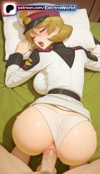1boy 1girls 2026 ai_generated all_fours anus artist_name ass blonde_hair clitoral_hood closed_eyes clothing_aside cock dick doggy_style doggystyle_position electroworld exposed_anus exposed_pussy female from_behind from_behind_position fucking gundam hat hi_res high_quality high_resolution highres intercourse juicy_pussy love_making open_mouth panties panties_aside patreon patreon_username peaked_cap penetration penis pillow pussy rear_entry sex sex_from_behind sexual_intercourse solo_focus stable_diffusion straight sweat talia_gladys tight_anus tight_pussy uncensored underwear vagina vaginal_penetration watermark white_panties