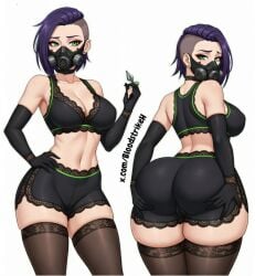 1girls ass big big_breasts blood_strike bloodstrike blush breasts buttplug choker female mask masked nova_(bloodstrike) panties pussy pussy_juice pussy_juice_drip thick thighs thong wet