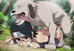 1boy ai_generated akamaru_(naruto) animal_penis black_eyes black_hair blindcat113 bouncing_hips canine canine_on_human cum_inside dog_penis doggy_style dominant_feral female female_on_feral feral feral_on_female feral_on_human forced_bestiality forced_sex forced_zoophilia glasses human_female human_on_feral naruto_(series) nude orgasm outdoors penis penis_in_pussy raped raped_female sex short_hair sweat uchiha_sarada vaginal_penetration zoophilia