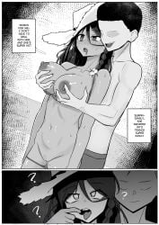 arbrebonk beach bikini bikini_aside black_hair blush bottomless comic crossed_eyes dark-skinned_female dark_skin drool drooling expressionless finger_in_another's_mouth finger_in_mouth fingers_in_mouth fondling fondling_breast groping groping_breasts hypnosis large_breasts liz_(mind_and_magic) long_hair mind_control naked older_female open_mouth removed_clothing spiral_eyes tongue_out topless undressed weak_resistance