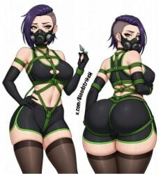 1girls ass big big_breasts blood_strike blush breasts buttplug choker female mask masked panties pussy pussy_juice pussy_juice_drip thick thighs thong wet