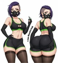 1girls ass big big_breasts blood_strike blush breasts buttplug choker female mask masked panties pussy pussy_juice pussy_juice_drip thick thighs thong wet