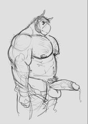 anthro avian balls beak biceps big_muscles big_pecs big_penis bird clothing erection facial_hair falcon falcon_mccooper falcon_mccooper_(character) hairy humanoid_penis invalid_tag male male_only mature_male monochrome muscular muscular_male nipples pants pecs penis precum pubes sideburns sketch solo standing undressing vein