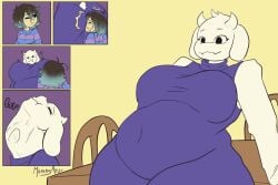 1girls animated big_breasts female female_pred huge_breasts larger_female merengaru toriel undertale vore vore_belly