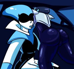 2022 ass ass_focus car clothed clothing deltarune deltarune_chapter_2 dwonksa he_wants_to_order human kris_(deltarune) meme queen_(deltarune) reference_image robot robot_girl textless textless_version trend undertale_(series)