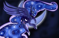 2017 alicorn animal_genitalia animal_pussy anus ass blue_eyes blue_feathers blue_hair clitoral_winking clitoris cutie_mark equine equine_pussy feathered_wings feathers female feral friendship_is_magic hair horn jewelry looking_at_viewer looking_back mammal my_little_pony necklace princess_luna_(mlp) pussy pussy_juice solo spread_wings theneithervoid wings