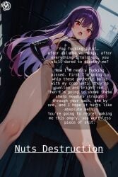 ai_generated ball_punching ballbusting balls black_hair breasts cbt chastity chastity_cage chastity_device cock_and_ball_torture cum dominant_female dominatrix female femboy femdom handjob humiliation humilitated long_term_chastity malesub naked_male needle pain permanent_chastity red_eyes sadistic_girl squeezing standing submissive submissive_male yukina_dragon