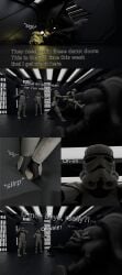 3d anal_vore anglerfish annoyed_female ass ass_bigger_than_head big_ass big_thighs blender breasts curvy editorphil english_text female giantess giantess_vore gray_body indoors luria lying multiple_boys naked_female nude nude_female star_wars stormtrooper struggling struggling_to_get_out stuck_in_door tail text thick_thighs thighs wide_hips