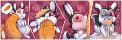 absurd_res abuse ambiguous_gender blush bodily_fluids border bubble bunnicula bunnicula_(series) comic_panel confusion critter_catcher cum cum_bubble cum_in_mouth cum_inside disgusted_face duo fellatio feral feral_penetrated food food_fetish food_play genital_fluids genitals grabbing_head hi_res holding_head human human_on_feral human_penetrating human_penetrating_feral interspecies lagomorph leaking_cum leporid male male/ambiguous mammal oral penetration penile penis rabbit ridiculous_fit saliva saliva_on_penis sex shaking size_difference surprised thought_bubble vampire vein veiny_penis white_border zoophilia