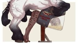 absurdres animal animal_penis ass_ripple blush body_writing breeding_mount commentary cum cum_overflow dark-skinned_female dark_skin dominant_feral ebonyxh english_commentary english_text eylin_eyla_(ebonyxh) female female_on_feral femsub feral feral_dominating_human feral_on_female feral_on_human feral_penetrating feral_penetrating_human freckles from_side fucked_into_submission highres horse horse_penis human_female human_on_feral human_penetrated mounting nude original penis restrained rolling_eyes scar scar_on_ass scar_on_leg sex sex_from_behind short_hair simple_background size_difference stationary_restraints straight submissive_human sweat tally testicles tiptoes uncensored veins vomiting_cum white_background white_hair yellow_background yellow_eyes yellow_nails zoophilia