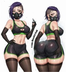 1girls ass big big_breasts blood_strike blush breasts buttplug choker female mask masked panties pussy pussy_juice pussy_juice_drip thick thighs thong wet
