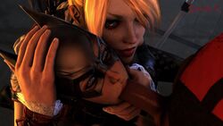 1boy 2girls 3d age_difference animated assisted_fellatio assisted_rape barbara_gordon batgirl batgirl_(arkham_knight) batman:_arkham_knight batman_(series) bi_domination blonde_hair blowjob blue_eyes collaborative_fellatio dark-skinned_male dc dc_comics deep_blowjob deepthroat erection eye_contact face_grab faceless_male feet_out_of_frame fellatio female female_assisted_rape female_focus forced forced_oral gag gagging hand_on_another's_head hand_on_head harley's_thug harley_quinn harley_quinn_(arkham) harley_quinn_(arkham_knight) interracial larger_female male mask masked masked_female no_sound older_female oral penis petite questionable_consent quick_e rape skinny slim source_filmmaker straight teamwork teeth teeth_showing throat_fuck throat_grab video younger_male