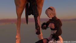 1animal 1boy 1girls 3d animal_genitalia animated areolae breasts erect_nipples erection female horse horsecock huge_balls huge_cock hyper_penis male nier nier:_automata no_sound penis shorter_than_10_seconds video wiloh95 yorha_2b zoophilia