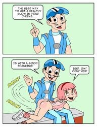 comic female female_focus lazytown manuel_hogflogger spanking sportacus stephanie_meanswell