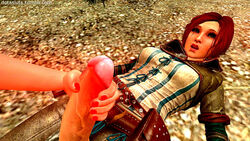 3d ambiguous_gender big_penis breasts cd_projekt_red dotasluts futanari handjob intersex penis the_witcher the_witcher_(series) the_witcher_2 the_witcher_3:_wild_hunt triss_merigold