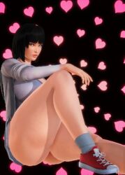 2018 3d big_breasts black_hair clothing female heart honey_select hoodie sex_doll shoes short_hair sitting thicc_doll_(wm_doll) thick_thighs wm_doll