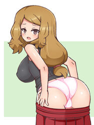 ass big_ass big_breasts breasts chro cleavage female female_only human human_only large_ass large_breasts looking_at_viewer looking_back nintendo panties pokemon serena_(pokemon) serena_(pokemon_games) solo